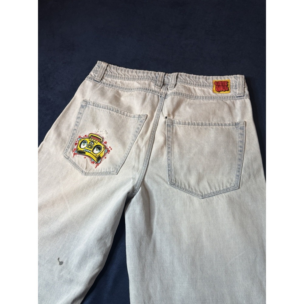 Empyre Boombox Light Wash Denim Skate Jeans 32x28 Light Blue Distressed Wide Leg